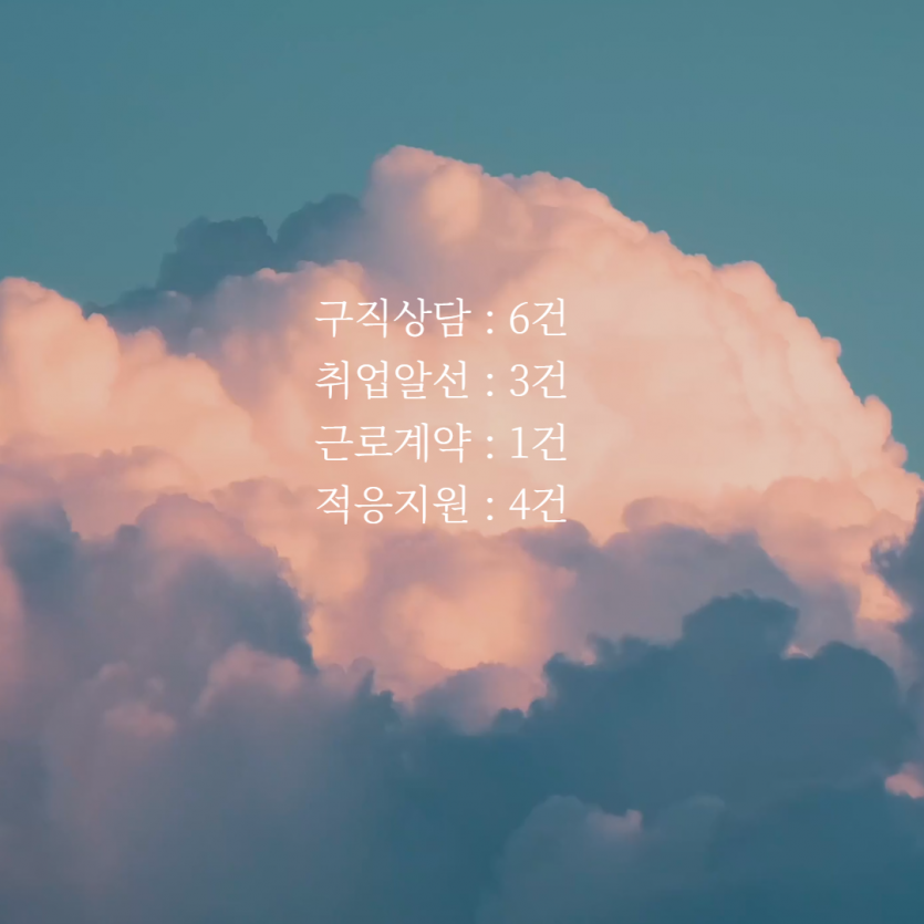 구직상담 6건 취업알선 3건 근로계약 1건 적응지원 4건