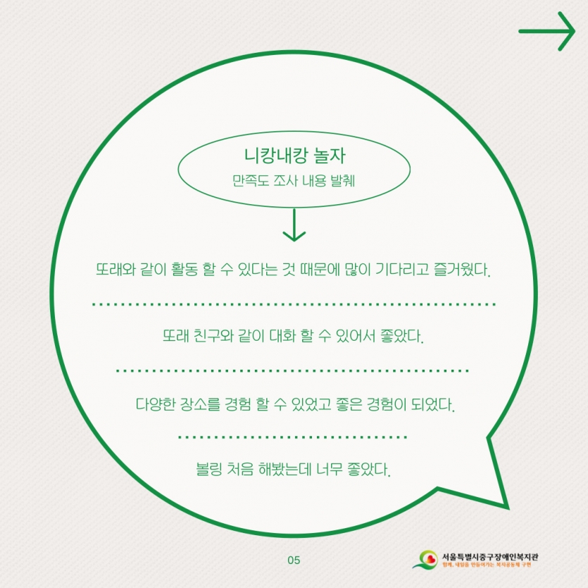 니캉내캉 놀자 만족도 조사 내용